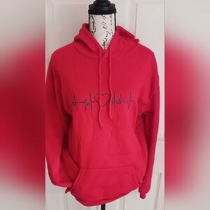 5/$25 NWOT Red Heartbeat Hoodie Size Xl